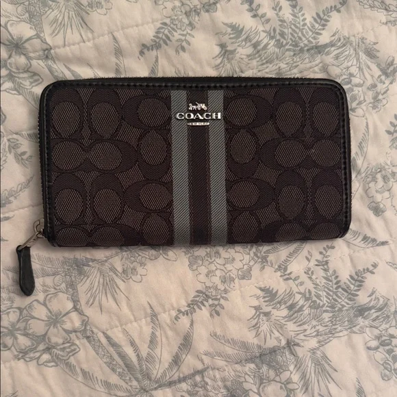 Coach Black and Gray Zip-Around Wallet - Picture 1 of 3